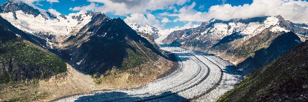 Valais, Lodowiec, Aletschgletscher, Szwajcaria, Alpy Berneńskie, Góry