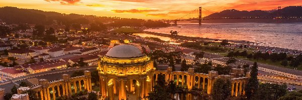 Palace of Fine Arts, Most, Cieśnica Golden Gate, Pałac Sztuk Pięknych, San Francisco, Zabytek, Golden Gate Bridge, Stany Zjednoczone, Kalifornia