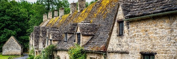 Hrabstwo Gloucestershire, Droga, Wieś Bibury, Anglia, Domy, Kamienne