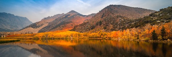 Jezioro, Eastern Sierra, Stany Zjednoczone, Kalifornia, Góry, North Lake, Jesień, Region