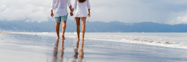 Spacer, Para, Plaża