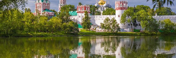 Muzeum, Moskwa, Drzewa, Kościół, Klasztor, Monaster Nowodziewiczy, Rzeka Moskwa, Rosja