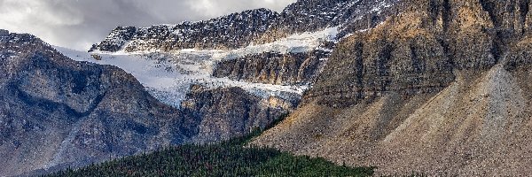 Park Narodowy Banff, Lodowiec, Kanada, Lake Louise, Drzewa, Lasy, Jezioro, Góry, Crowfoot Glacier, Prowincja Alberta