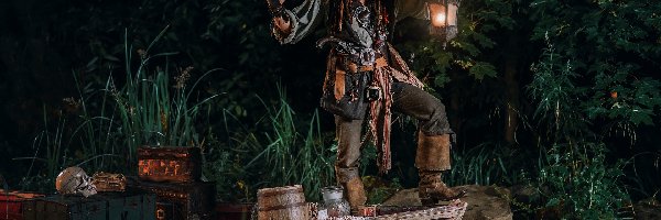 Film, Pirat, Latarnia, Łódka, Jack Sparrow, Piraci z Karaibów, Pirates of the Caribbean, Cosplayer