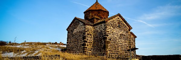 Wzniesienie, Trawa, Kościół Sewanawank, Armenia, Sevan