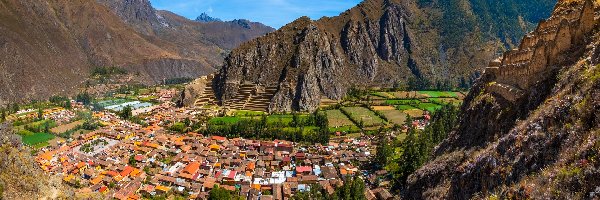 Ollantaytambo, Święta Dolina Inków, Góry, Peru, Domy, Osada Inków