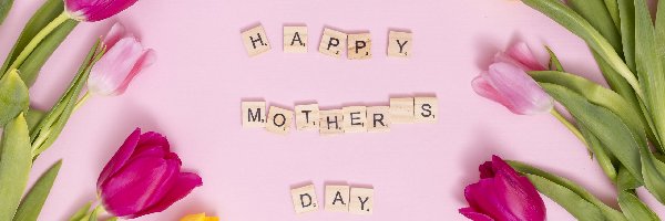 Happy Monters Day, Dzień Matki, Wiosna, Napis, Tulipany, Kwiaty