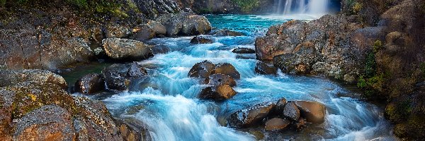 Park Narodowy Tongariro, Tawhai Falls, Wodospad, Rzeka, Nowa Zelandia, Skały
