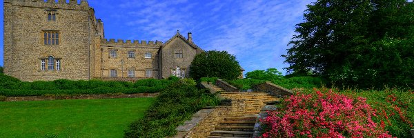 Anglia, Schody, Ogród, Sizergh Castle and Garden, Zamek Sizergh, Kumbria, South Lakeland