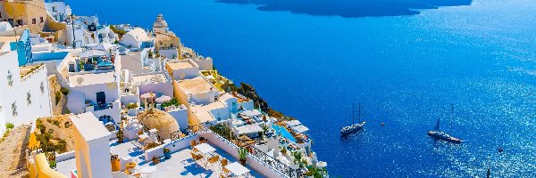 Domy, Grecja, Santorini, Morze Egejskie