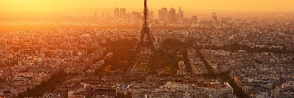 Paryż, Wschód słońca, Wieża Eiffla, Francja