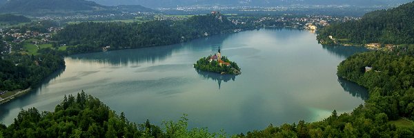 Słowenia, Wysepka, Jezioro Bled, Lasy, Kościół