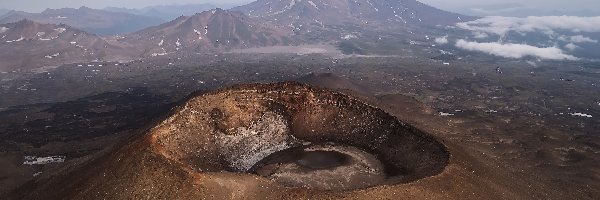 Krater, Wulkan Mutnovsky, Wulkan Gorely, Rosja, Kamczatka