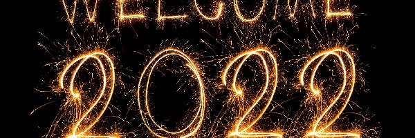 Nowy Rok, Powitanie, Napis, Fajerwerki, 2022