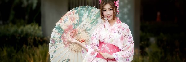 Japonka, Parasolka, Kimono, Kobieta