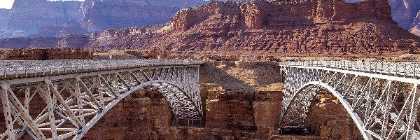 Kanion, Mosty, Stany Zjednoczone, Arizona, Historic Navajo Bridge, Marble Canyon, Park Narodowy Wielkiego Kanionu, Dwa