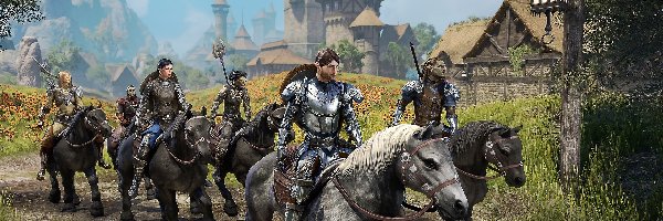 Orszak, Konie, Rycerze, Zamek, The Elder Scrolls Online High Isle, Gra