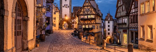 Niemcy, Rothenburg ob der Tauber, Bawaria, Ulica, Domy