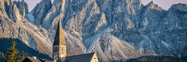 Kościół, Dolomity, Góry, Włochy, Kościół św Magdaleny