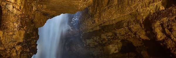 Wodospad, Smoo Cave, Szkocja, Hrabstwo Sutherland, Skały, Rzeka, Durness, Jaskinia