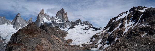 Niebo, Góry, Śnieg, Patagonia, Argentyna, Lagoon de los Tres, Jezioro