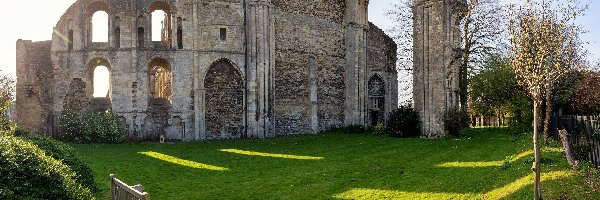 Ławka, Ruiny, Kościół, Malmesbury, Anglia, Trawa, Malmesbury Abbey