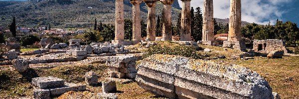 Zabytek, Świątynia Apollina, Ruiny, Grecja, Korynt
