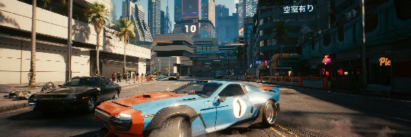 Gra, Samochody, Cyberpunk 2077, Wyścig, Ulica