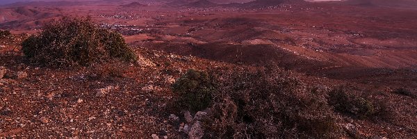 Góry, Fuerteventura, Zachód słońca, Wzgórza, Wyspy Kanaryjskie, Hiszpania