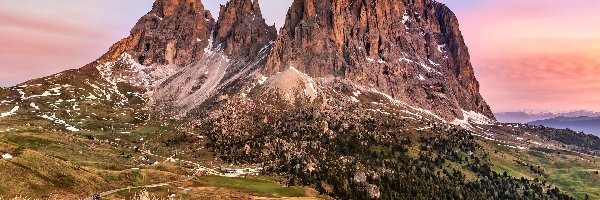 Ścieżki, Sella Pass, Masyw Sella, Przełęcz, Włochy, Dolomity, Góry