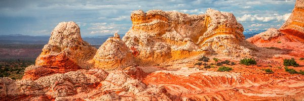 Stany Zjednoczone, White Pocket, Niebo, Skały, Czerwone, Arizona, Vermilion Cliffs