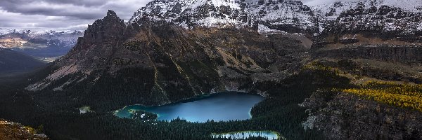 Kanada, Mary Lake, Jezioro OHara, Jezioro, Góry, Park Narodowy Yoho, Las