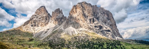 Niebo, Dolomity, Tre Cime di Lavaredo, Chmury, Góry, Włochy