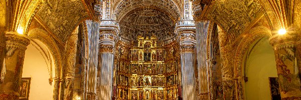 Wnętrze, Klasztor, Hiszpania, Grenada, Monasterio de San Jeronimo, Ołtarz, Zdobienia, Kościół