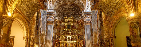 Wnętrze, Klasztor, Hiszpania, Grenada, Monasterio de San Jeronimo, Ołtarz, Zdobienia, Kościół