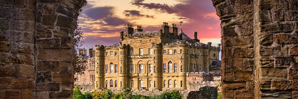 Szkocja, Mury, Łuk, Culzean Castle, Zamek, Maybole, Chmury