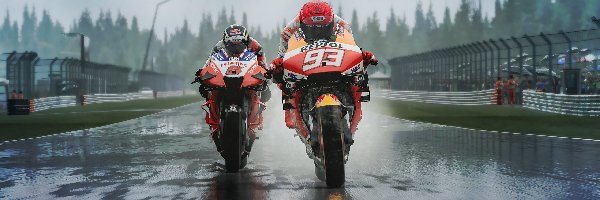 Honda, MotoGP 22, Wyścig Motogp3, Mgła, Motocykle, Tor, Deszcz, Gra