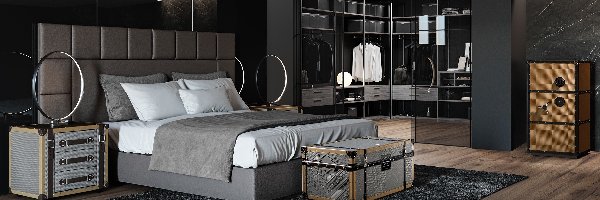 Łóżko, Wnętrze, Garderoba, Sypialnia