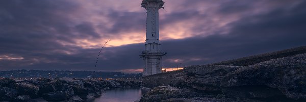 Phare des Paquis, Jezioro Genewskie, Latarnia morska, Kamienie, Genewa, Szwajcaria