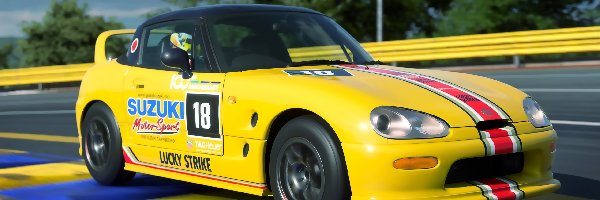 Suzuki, Gran Turismo Sport, Wyścig, Tor, Samochód, Żółte, Przód, Gra