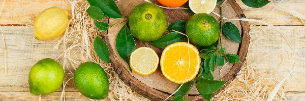 Pomarańcze, Limonki, Cytryny, Deski, Drewno