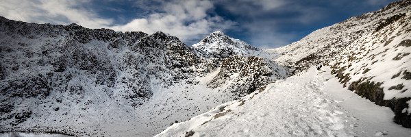 Śnieg, Zima, Ślady, Góry