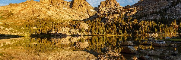 Kalifornia, Ediza Lake, Odbicie, Stany Zjednoczone, Jezioro, Góry