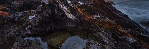 South Coast, Skały, Południowe wybrzeże, Australia, Morze, Zachód słońca