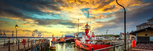 Anglia, Statki, Molo, Latarnie, Przystań, Harwich, Halfpenny Pier