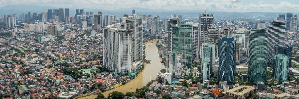 Filipiny, Manila, Miasto, Rzeka Pasig, Domy