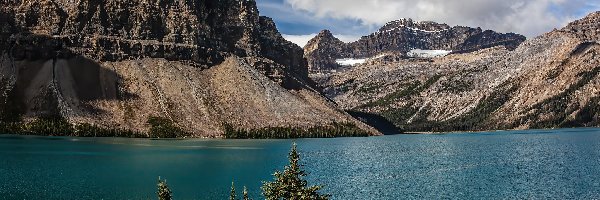 Odbicie, Bow Lake, Crowfoot Mountain, Góra, Góry Skaliste, Kanada, Alberta, Jezioro, Park Narodowy Banff