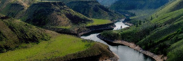 Idaho, Rzeka, Boise River, Stany Zjednoczone, Góry Skaliste, Zalesione