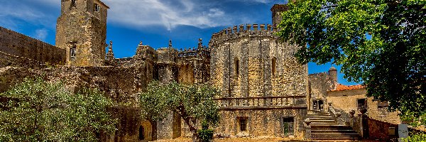Portugalia, Klasztor Zakonu Chrystusa, Tomar, Plac, Drzewa