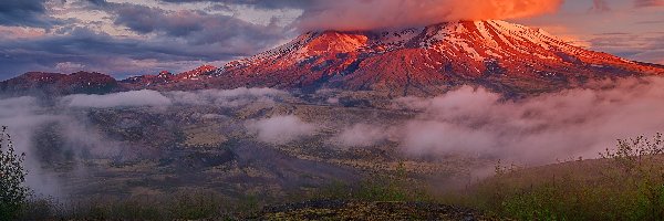 Chmura, Mgła, Mount St Helens, Wulkan, Góra, Stany Zjednoczone, Stan Waszyngton, Opadająca, Skały